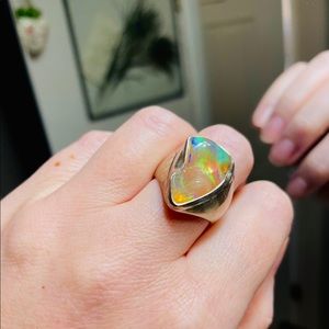 Sterling Silver Ring | Natural Fire Opal Stone